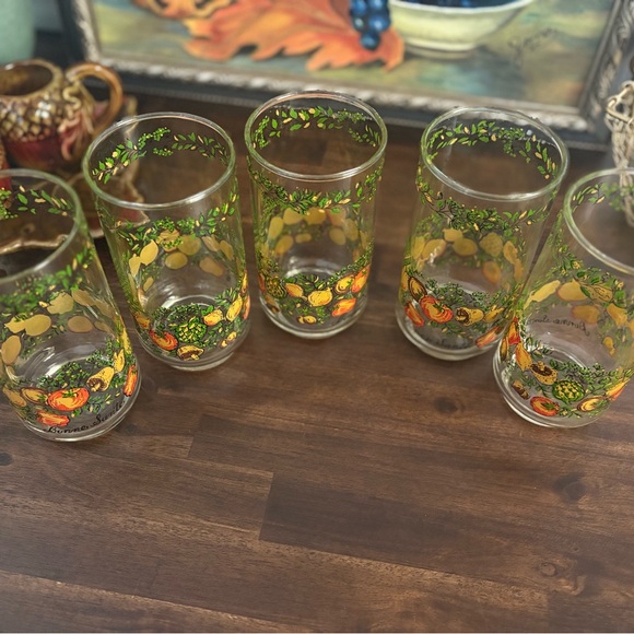 6pc Corelle Libbey Bonne Sante Spice of Life 5-inch Glasses Set Of 6 Vintage - Picture 6 of 7